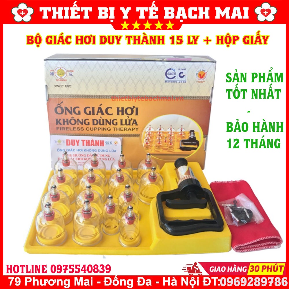 [Bộ 15 Ly] Ống Giác Hơi Không Dùng Lửa Duy Thành YGH03 - Hộp Giấy