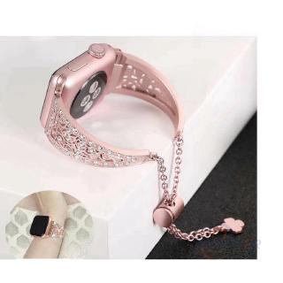 Dây đeo vòng tay cho đồng hồ Apple Watch Series 4 3 2 1 bằng thép không rỉ đính kim cương nhân tạo 38MM 42MM 40mm 44mm