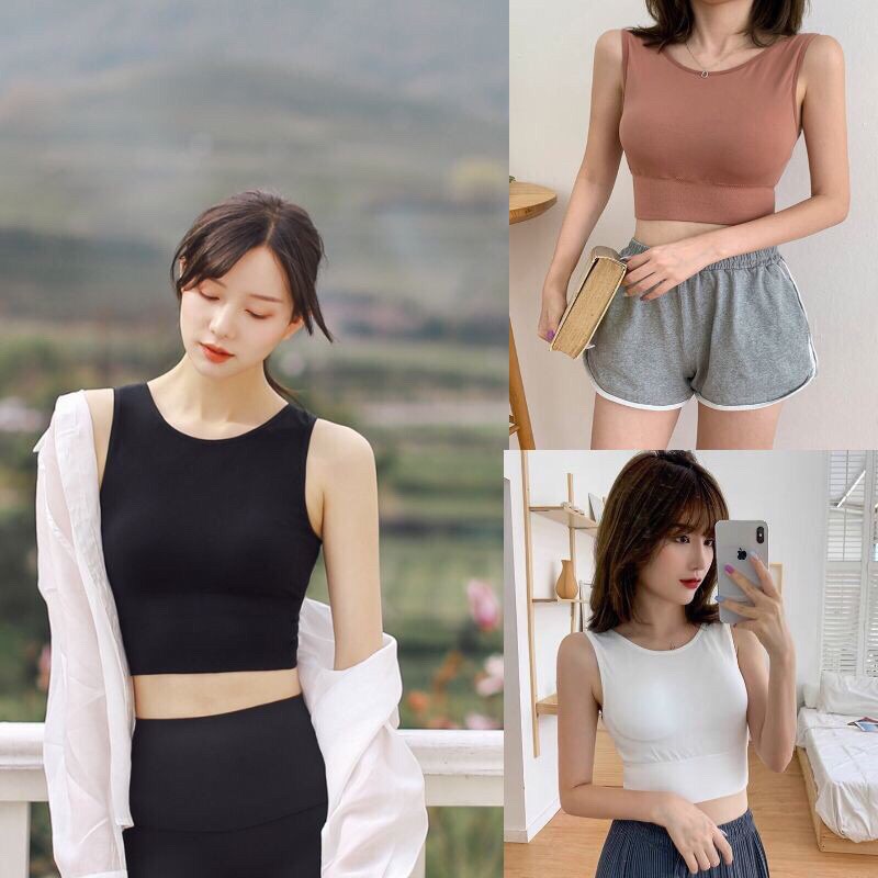 Áo Croptop Nữ  FREESHIP 50K  Bra Nữ Bản To 3 Lỗ Dáng Lửng -Croptop Trơn Đệm Mỏng Không Gọng Nâng Ngực Nhẹ