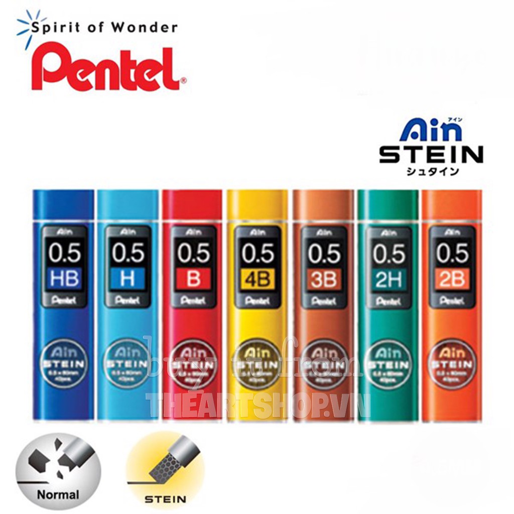 Ngòi chì bấm cơ khí màu đen PENTEL Ain Stein Lead THEARTSHOP