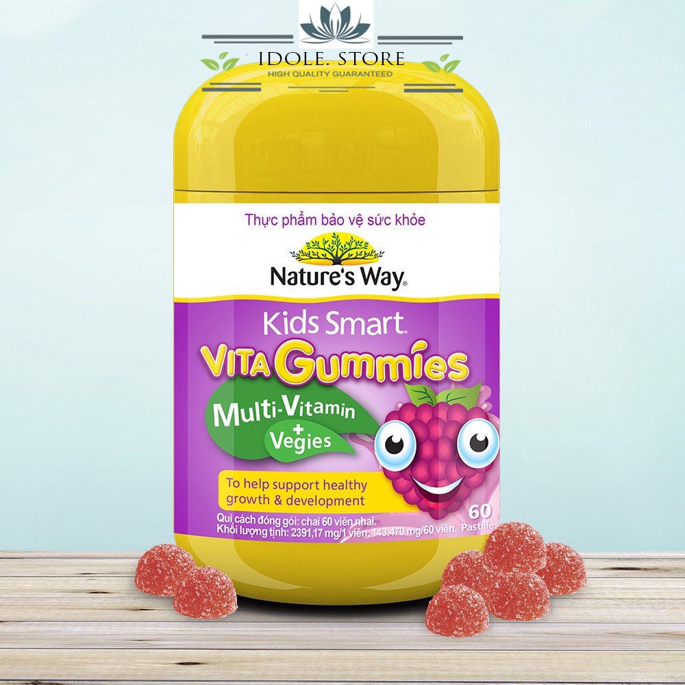 Vitamin Nature's Way Kids Smart Vita Gummies Multi-Vitamin +Vegies - Kẹo dẻo vitamin Rau Củ