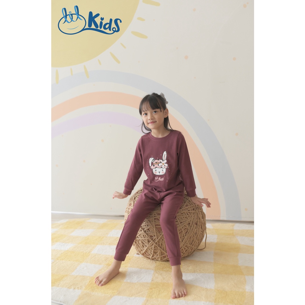 Bộ quần áo dài tay kid len cho bé trai và bé gái từ 5y đến 9y little love (KIDBD03)
