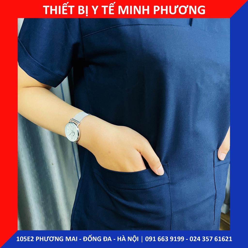 Bộ scrubs bác sĩ, quần áo y tế xanh navy nam, nữ các size S M L XL