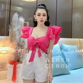 Áo cánh tiên cột nơ croptop siêu dễ thương