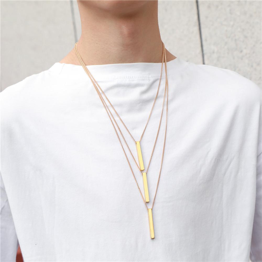 Vòng cổ Mặt Chữ Nhật Đơn Giản Hợp Thời Trang|Dây Xích Bằng Inox Phong Cách Hip hop Cá Tính