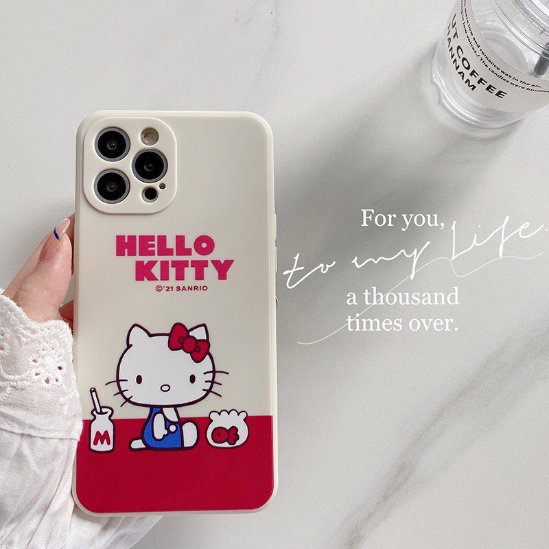 Ốp Lưng Iphone Cạnh Vuông, Bảo Vệ Camera Hello Kitty (02) ip 7Plus,8Plus,x,xs,xsmax,11,11promax,12,12promax,13,13promax