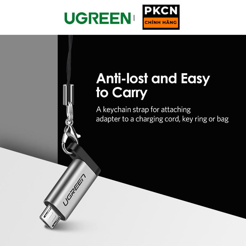 Đầu chuyển UGREEN US282 50590 cổng Type C cái sang cổng Micro USB đực, dài 2.5cm nhỏ gọn, vỏ nhôm PKCNH