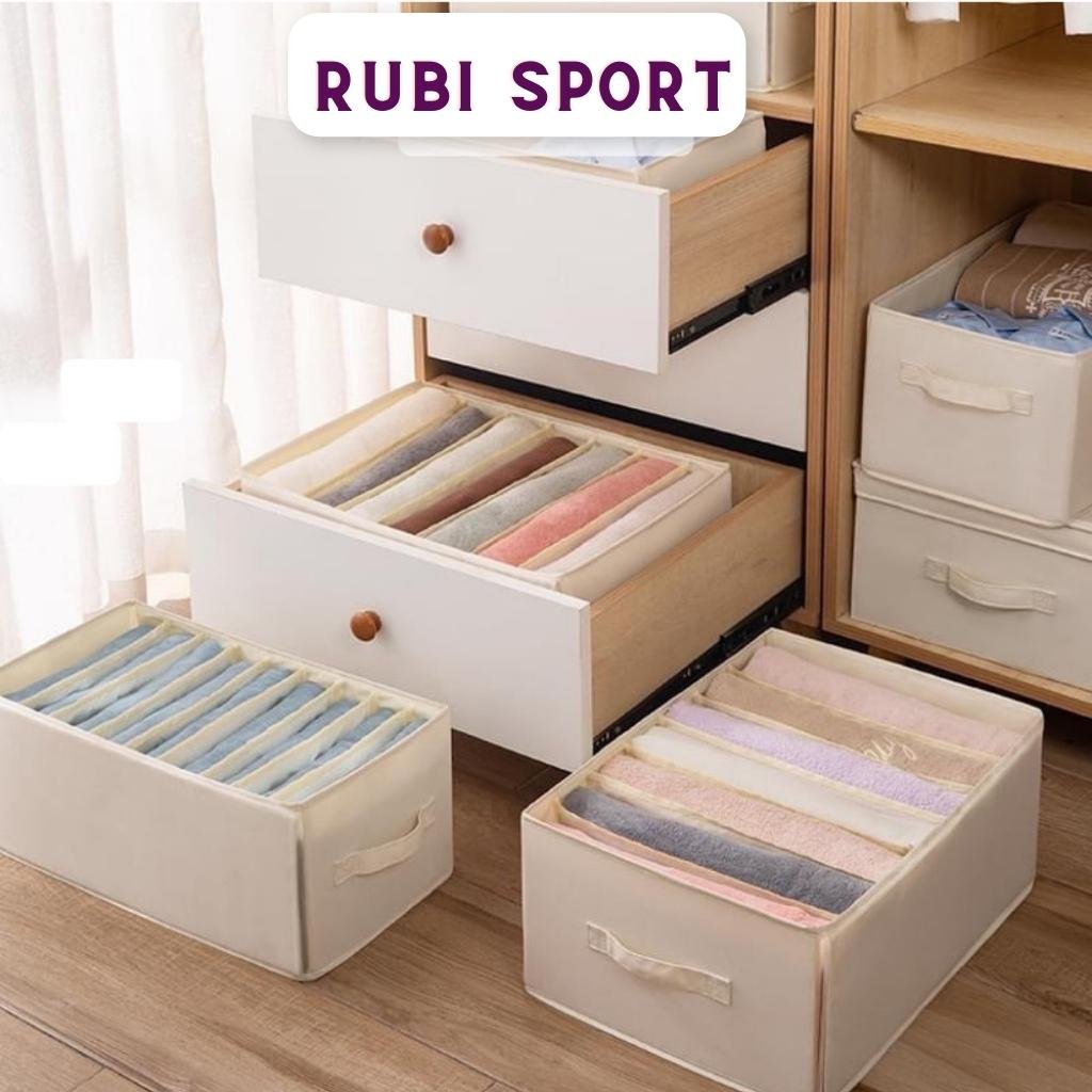 Hộp đựng quần áo bằng vải có thể gấp gọn chia 7 ngăn 9 ngăn có nắp,không nắp cao cấp Xuất Nhật