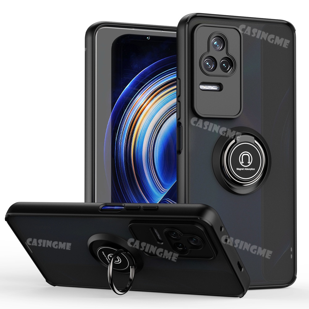 Ốp Điện Thoại Nhám Trong Suốt Chống Sốc Có Vòng Đỡ Nam Châm Thời Trang Cho Xiaomi POCO F4 Redmi K40S K50 Pro