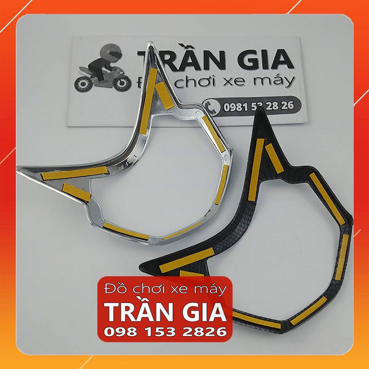 Ốp viền đèn pha xe vision 2021-2022 xi inox cacbon - phụ kiện trang trí