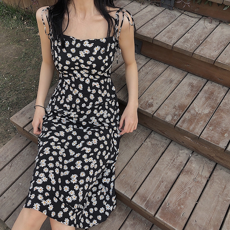 IELGY     Váy Mới Váy Hoa Cúc Cổ Điển