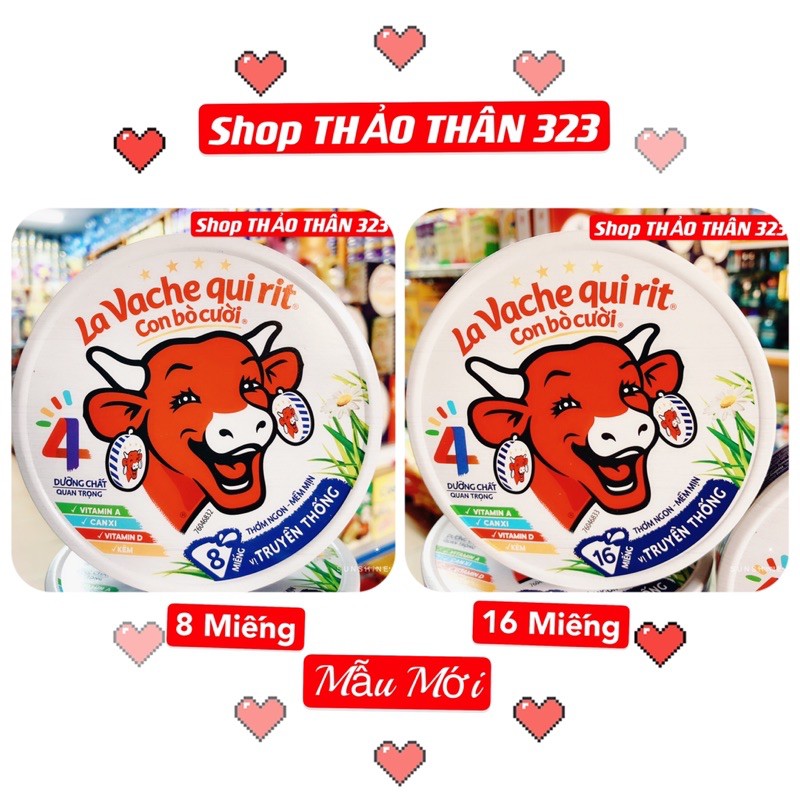 MẪU MỚI- Phô Mai Con Bò Cười Của Pháp 🇫🇷 Hộp 8 Miếng, 16 Miếng- La Vache qui rit