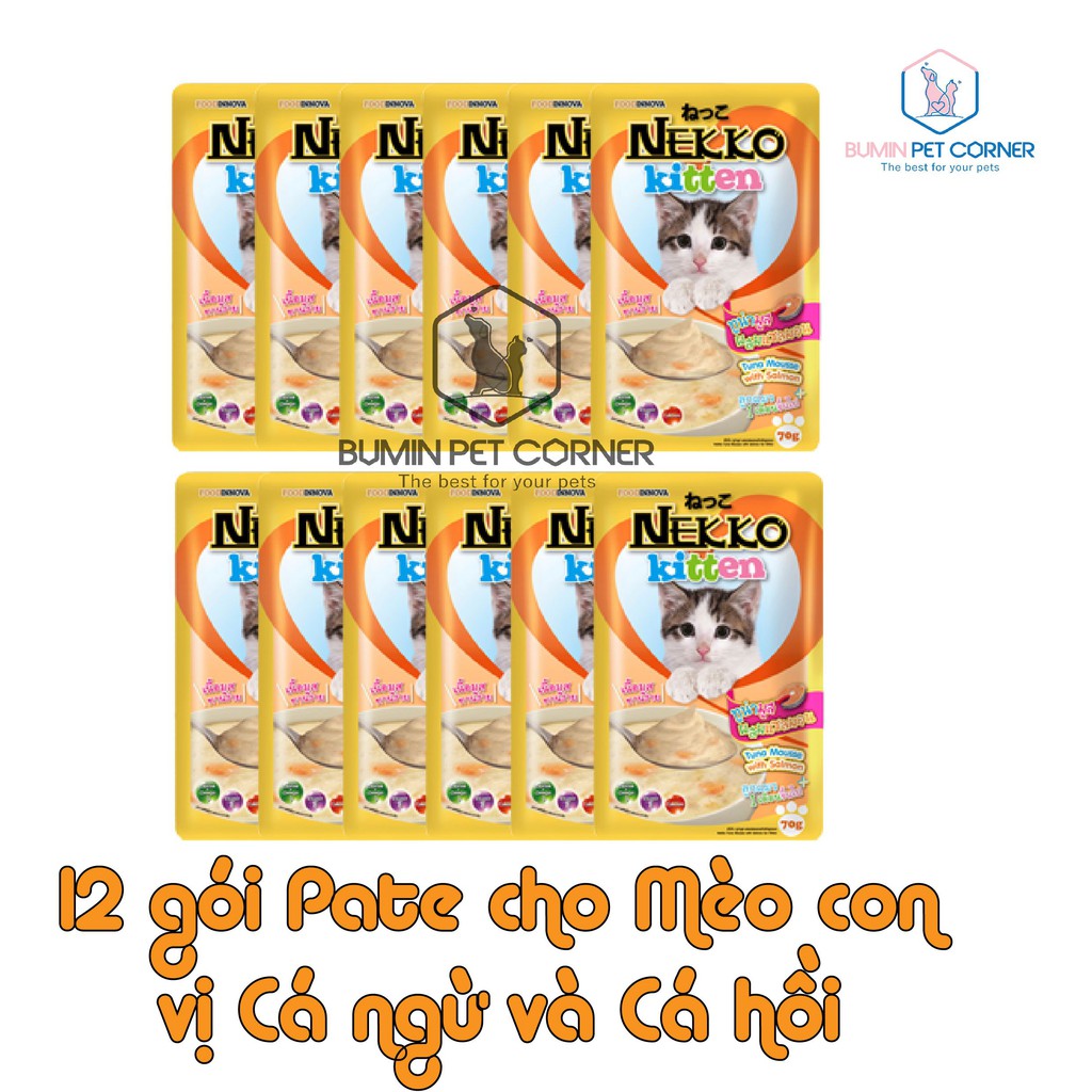 COMBO 12 gói Pate cho Mèo con Nekko Kitten gói 70gr