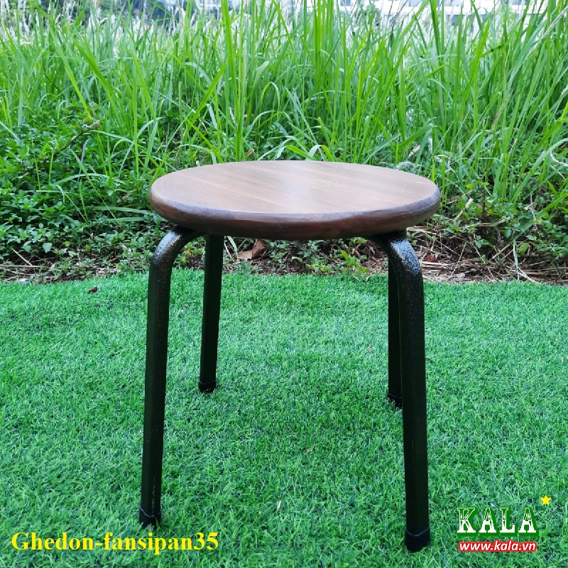 Ghế đôn Fansipan Patio chân sắt mặt gỗ