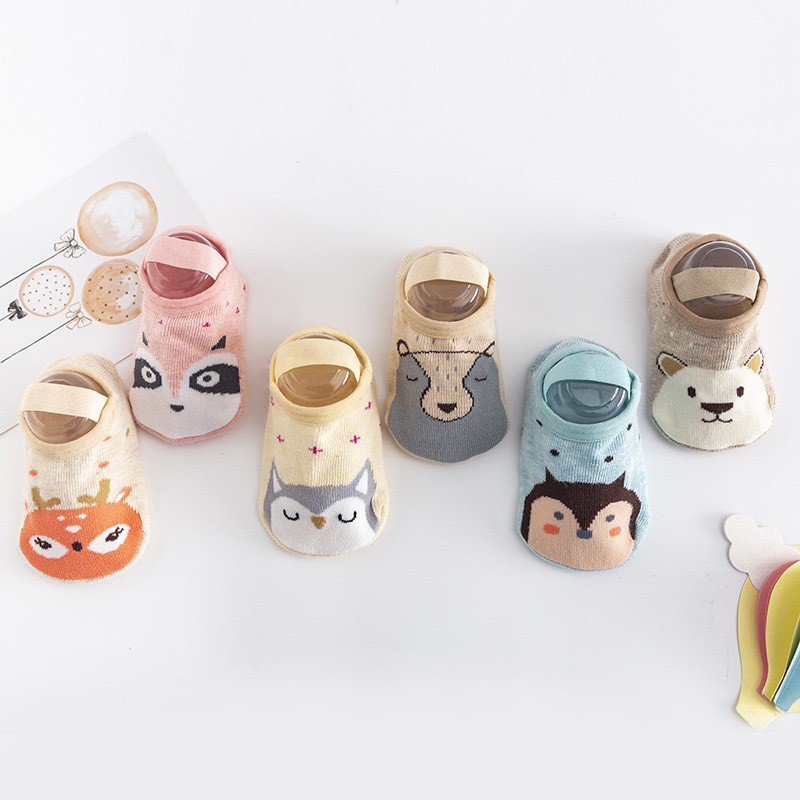 Tất, vớ cổ thấp kèm quai chống trượt cotton co giãn cho bé (0-3 tuổi) (T11)