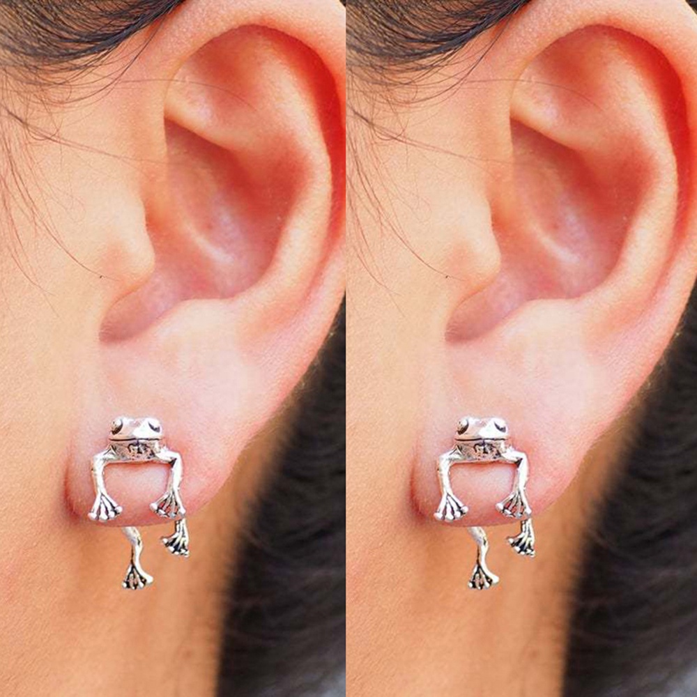 JENIFERDZ Birthday Party Gift Ear Stud Exquisite Frog Earrings Earrings Cute Retro|Korean Metal Gothic Alloy Fashion Jewelry/Multicolor