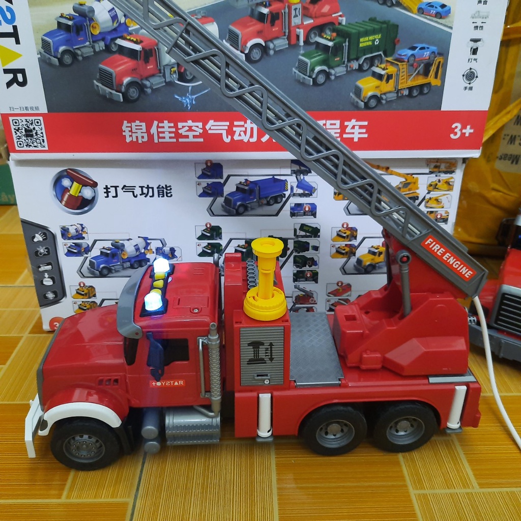 Ô tô cứu hỏa cỡ lớn đồ chơi trẻ em mô hình xe phun được nước thật có cầu thang rút