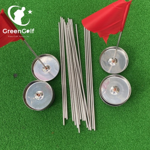 Bộ lỗ cờ Golf inox 304 đế 2cm, thân cờ inox 304, lá cờ đỏ