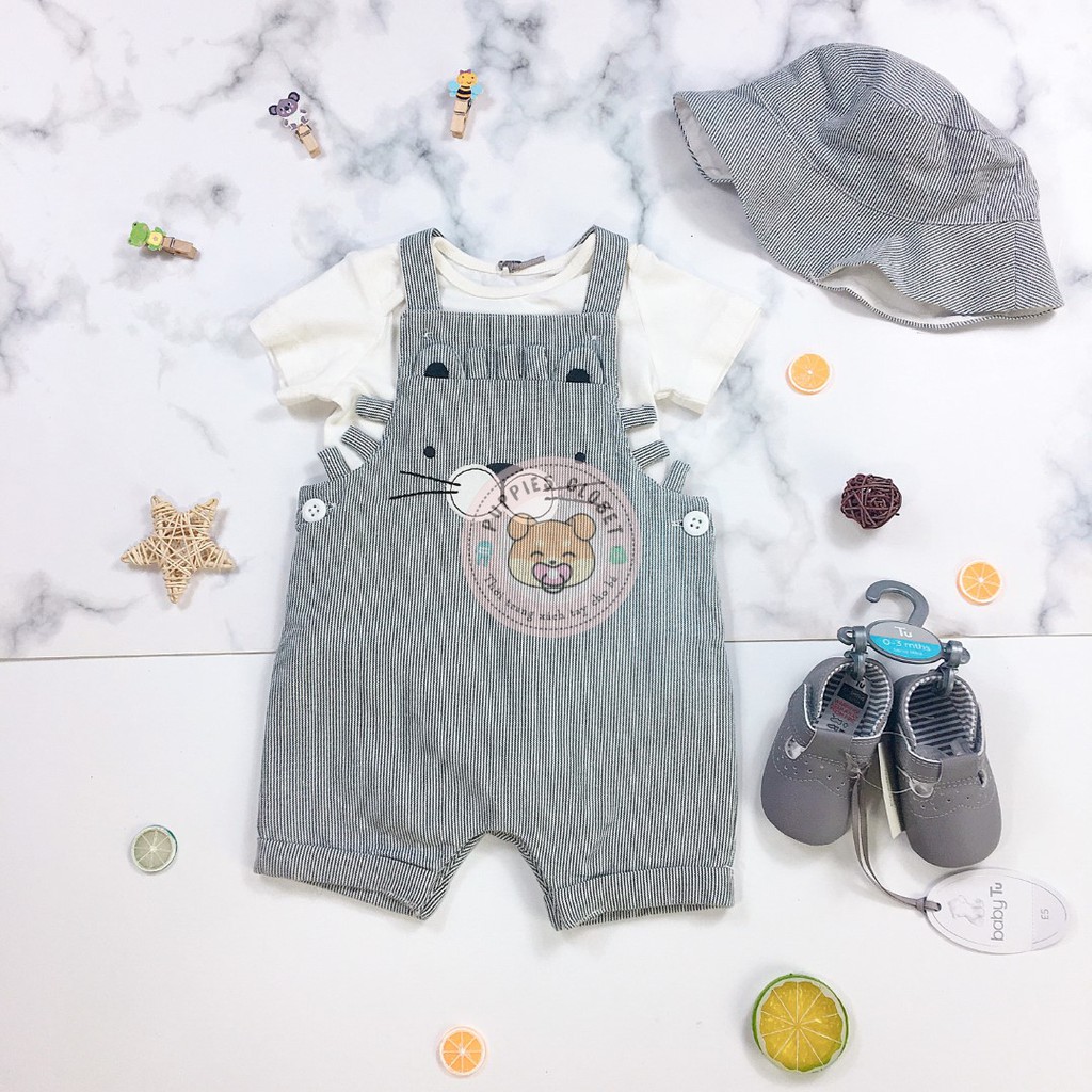 Bộ đồ đi chơi Body cài đũng kèm yếm hổ con TU Clothing