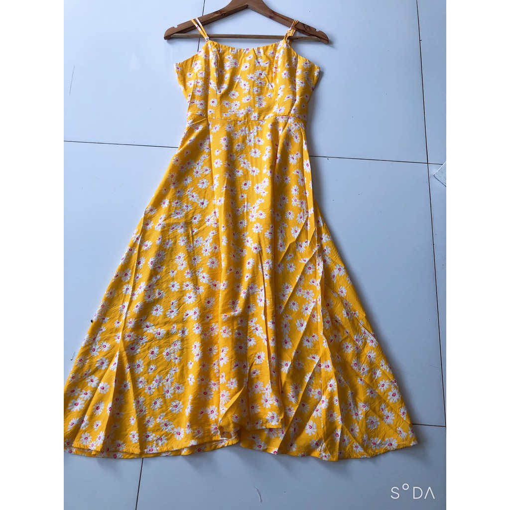 Váy 2 dây hoa cúc họa mi chất đũi tơ mềm nhiều màu | BigBuy360 - bigbuy360.vn