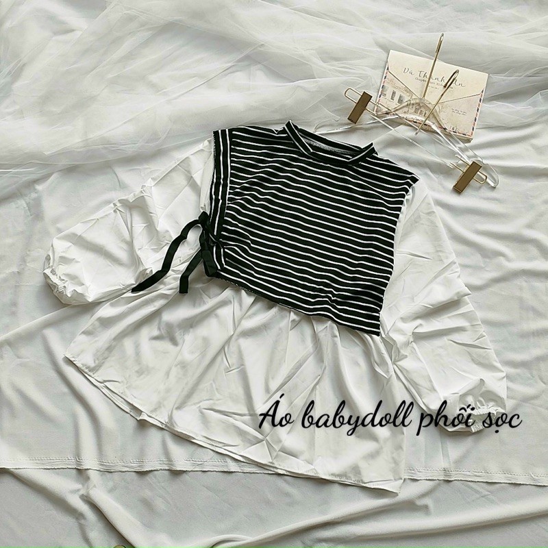 áo babydoll phối sọc