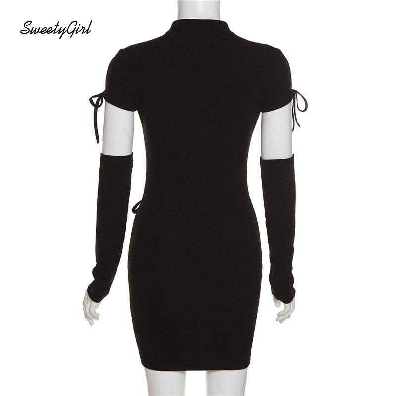 Đầm Ngắn Tay Màu Đen Trơn Dáng Ôm Gợi Cảm Thời Trang 2022 Cho Nữ