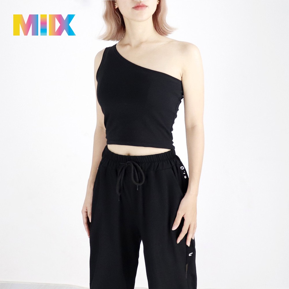 Áo lệch vai nữ kiểu dáng croptop thời trang Miix màu đen - MI001