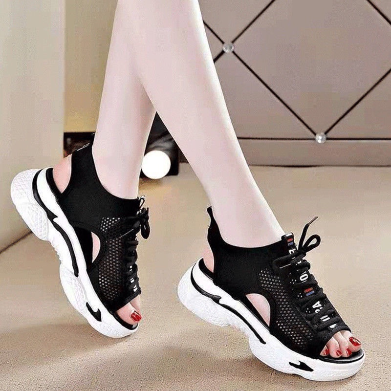 Giày sandal nữ Giày Sandal Thể Thao Mùa Hè Đế Dày Phối Lưới Thoáng Khí Phong Cách Mới