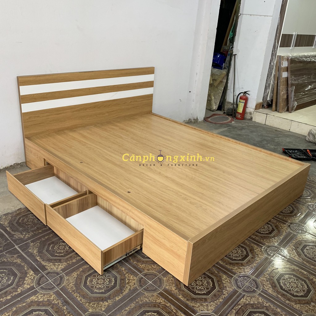 [Freeship HCM] Giường ngủ gỗ cn MDF 2 hộc kéo CPX-G27