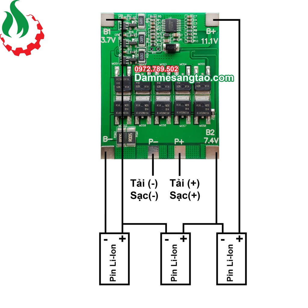 Mạch 3S 12V 30A BW bảo vệ pin Li-ion 3.7V