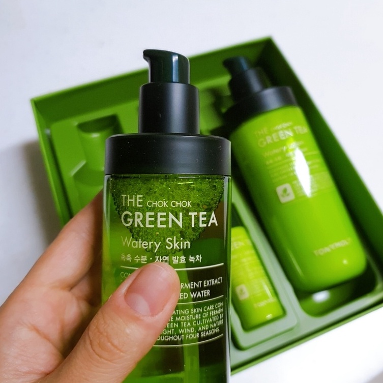 Set dưỡng da 2 món chiết xuất trà xanh TONYMOLY The Chok Chok Green Tea Watery Skin Care