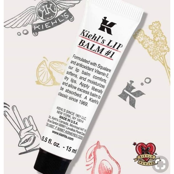 [Hàng mới về - Bill USA] Gel dưỡng Mềm Môi Kiehl's Kiehls Lip Balm fullsize 15ml tách set