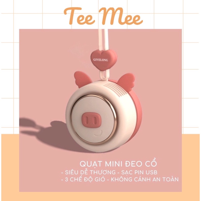 Quạt Đeo Cổ  USB Mini Tích Điện Không Cánh Tiện Lợi, Thời Trang, Dáng Thể Thao