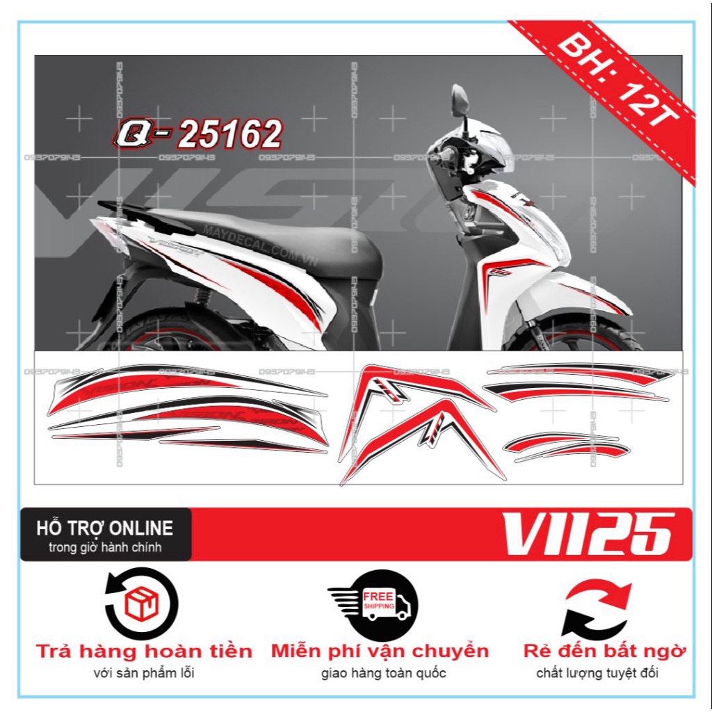 TEM XE VISION 2016 1125 DÁN XE TRẮNG -- SHIN DECAL 2