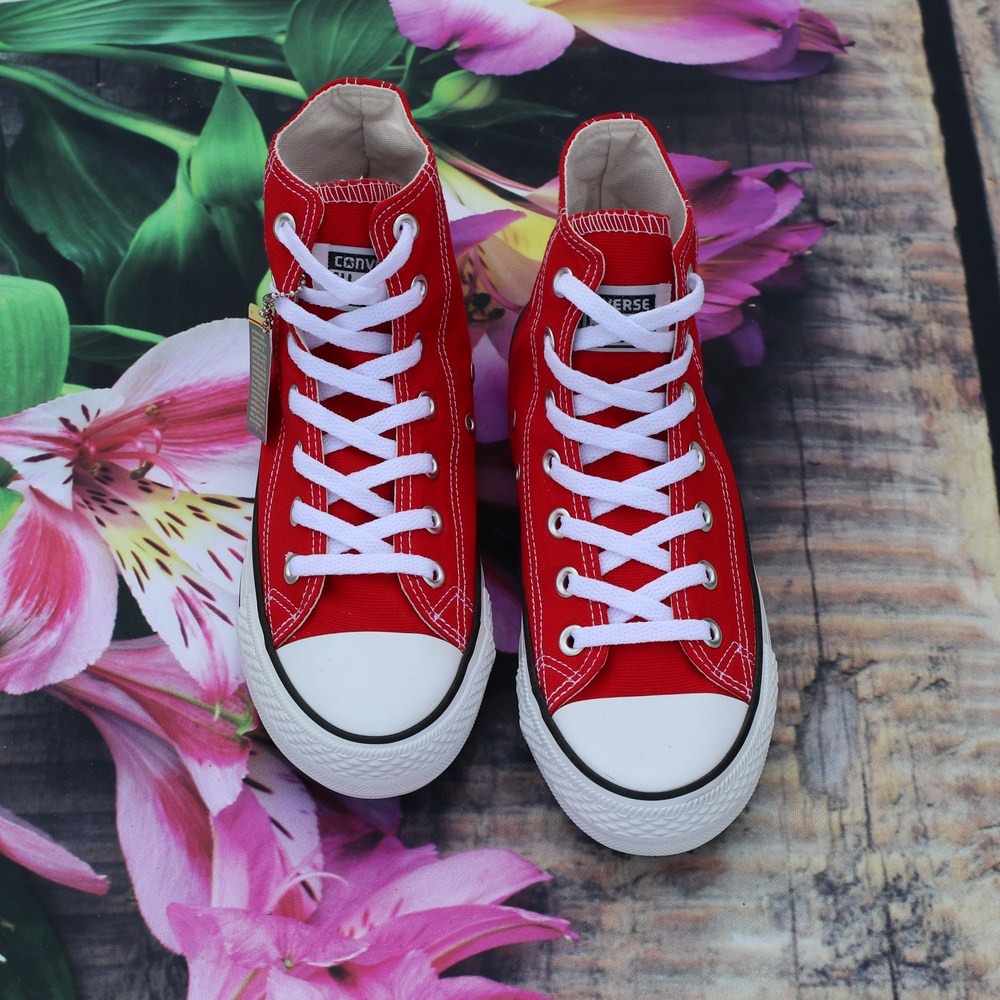Giày Cv AllStar Classic Màu Đỏ Tươi Cổ Cao Nữ