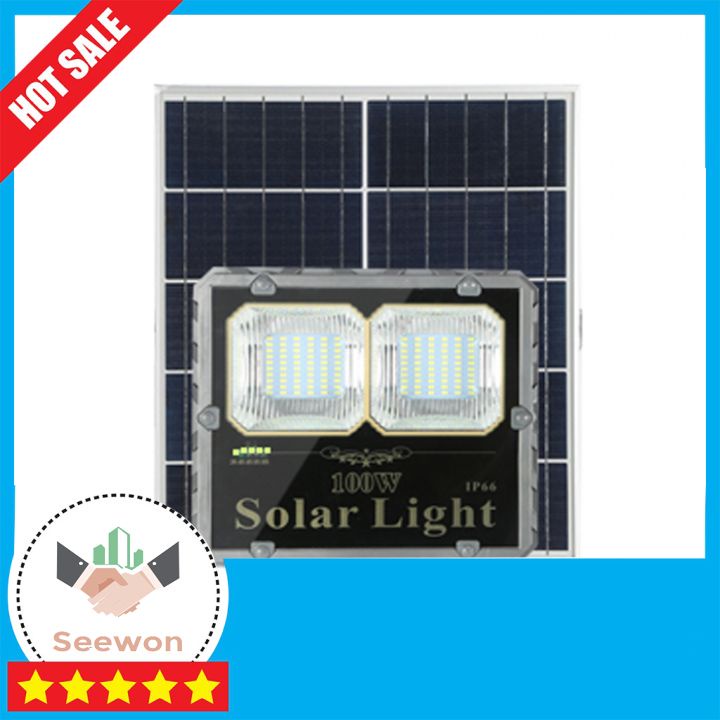 Đèn pha 2 ô 100w ánh sáng trắng sử dụng năng lượng mặt trời