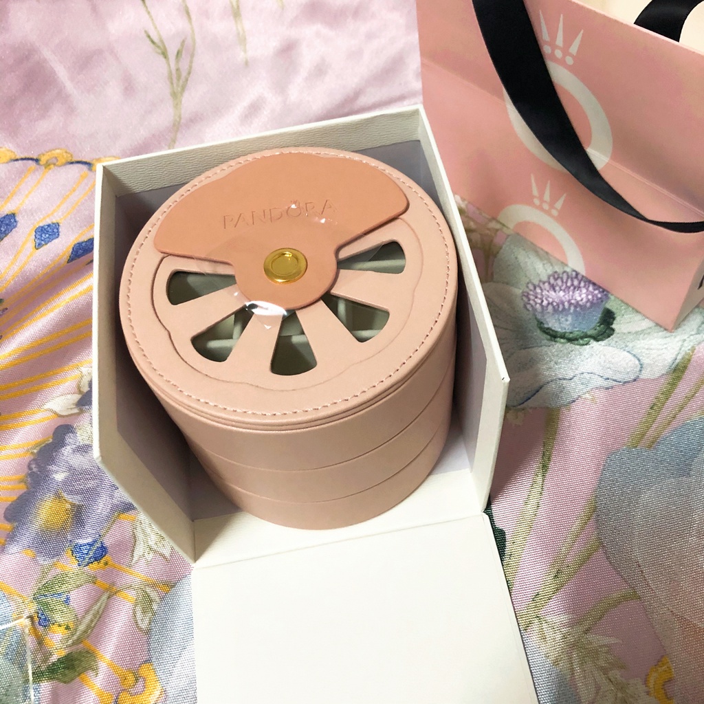 Hộp Đựng Trang Sức Ba Tầng Màu Hồng Cho Pandora