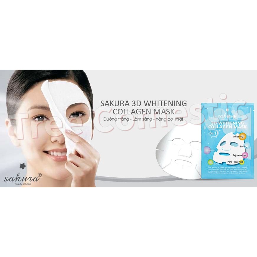 Mặt Nạ Làm Trắng Da 3D Whitening Collagen Mask 25ml, Dưỡng Ẩm, Chống Lão Hoá, Giảm Nếp Nhăn