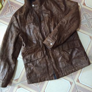Áo da nam màu nâu