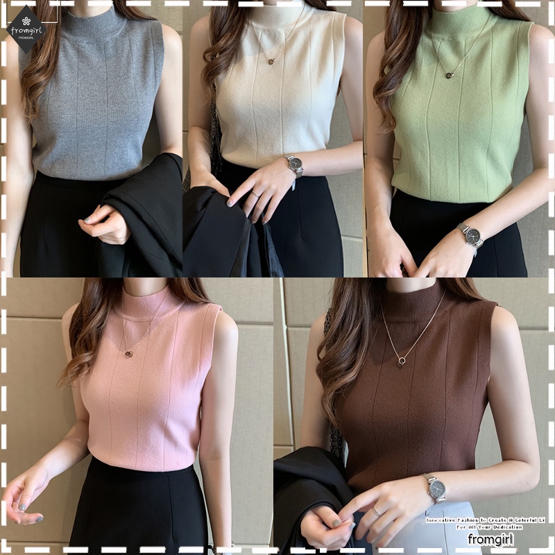 Áo Len Nữ Không Tay Cổ Cao Thời Trang Mùa Xuân Hàng Mới