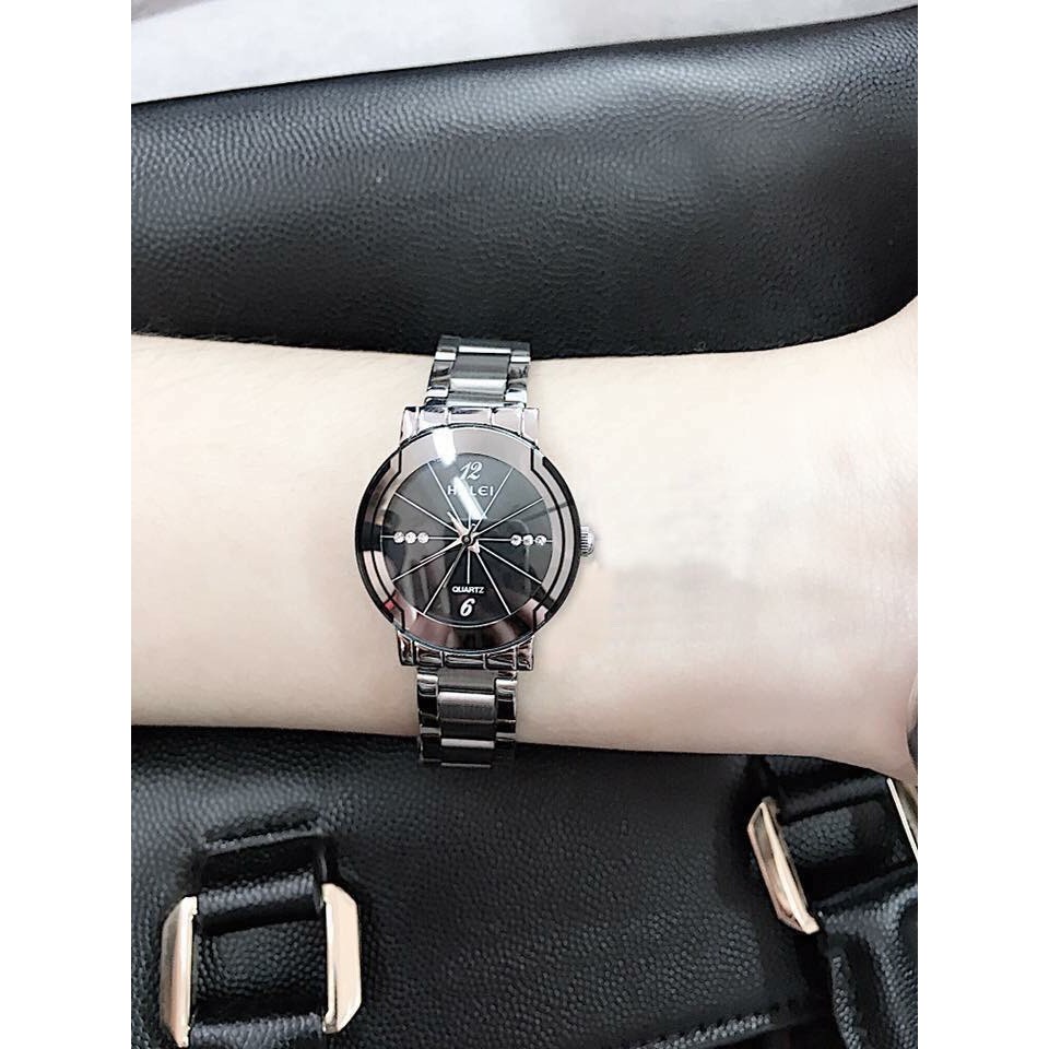 Đồng hồ Nữ Halei máy Nhật chính hãng mặt tròn nhỏ 25mm kính chống xước, dây thép trắng chống ghỉ , chống nước tuyệt đối | BigBuy360 - bigbuy360.vn