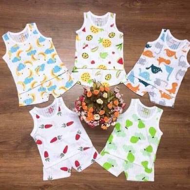 Bộ cotton giấy ba lỗ cho bé 4-14kg