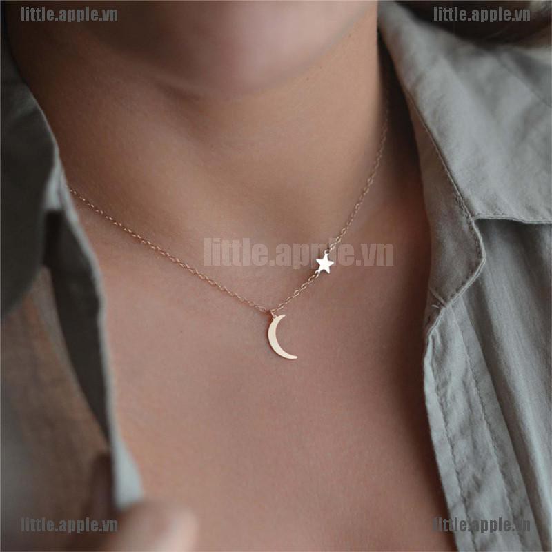 [Little] Moon Star Pendant Necklace Choker Necklace Gold Silver Long Chain Women Jewelry [VN]