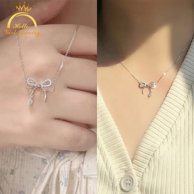 Vòng cổ mặt nơ đính đá dễ thương cho nữ
