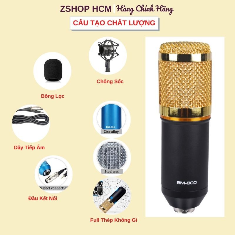 Micro Thu Âm [FREESHIP] Mic Livestream Không Cần Soundcard, Mic Karaoke Sống Động Bass Đỉnh