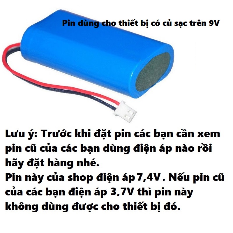 Pin sạc cho loa trợ giảng, loa bẫy chim điện áp 7,4V, dung lượng 2500mAh