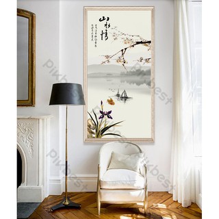 Tranh dán tường Làng quê thanh bình, Tranh 3D dán tường hiện đại (tích hợp sẵn keo), MS 1120445