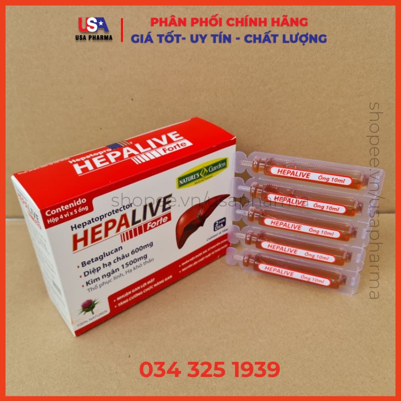 Hepalive Thanh nhiệt, giải độc gan, mát gan, tăng cường chức năng gan - Hộp 20 ống bẻ