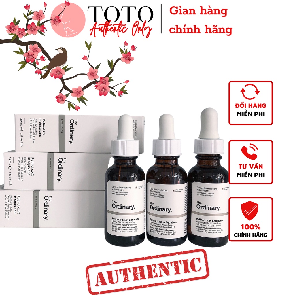 The Ordinary Retinol In Squalane 0.2%, 0.5%, 1%, tinh chất chống lão hóa 30mil TOTO shop