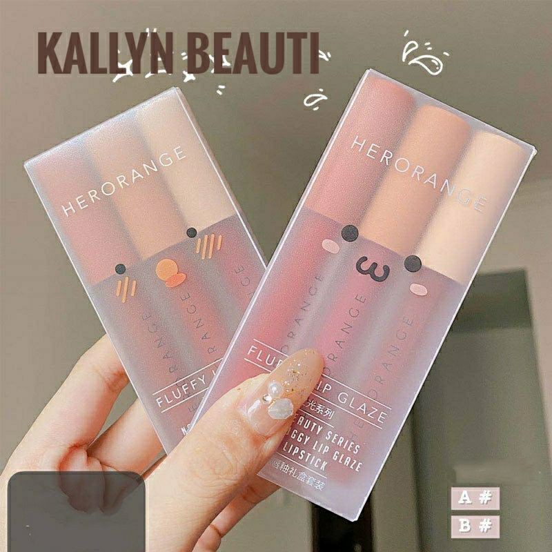 Set 3 Cây Son Kem Lì Herorange Fluffy Lip Glaze